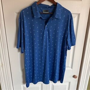 PGA Tour Shirt Men’s 3XL Turkish Sea Heather Stretch Short Sleeve Golf Polo